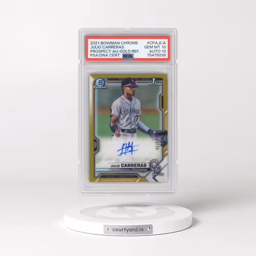 2021 Bowman Chrome Prospect Autographs #CPAJCA Julio Carreras - Gold Refractor (PSA 10 GEM MINT)
