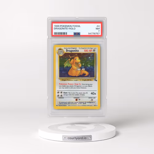 1999 Pokémon Fossil #4 Dragonite - Holo (PSA 7 NM)