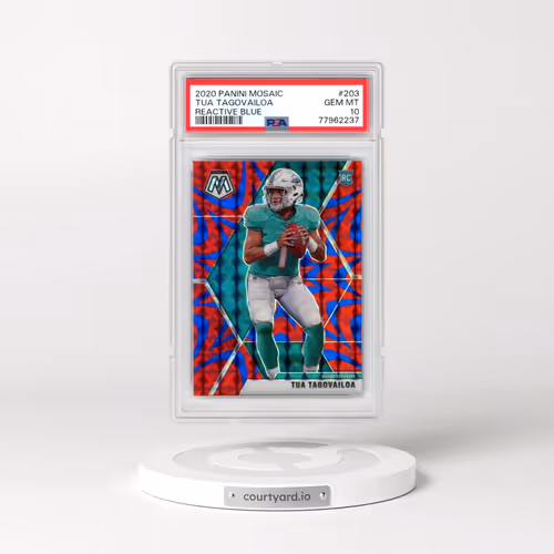 2020 Panini Mosaic #203 Tua Tagovailoa - Reactive Blue (PSA 10 GEM MINT)