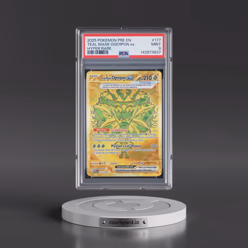 2025 Pokémon Pre EN-Prismatic Evolutions #177 Teal Mask Ogerpon EX - Holo Hyper Rare (PSA 9 MINT)