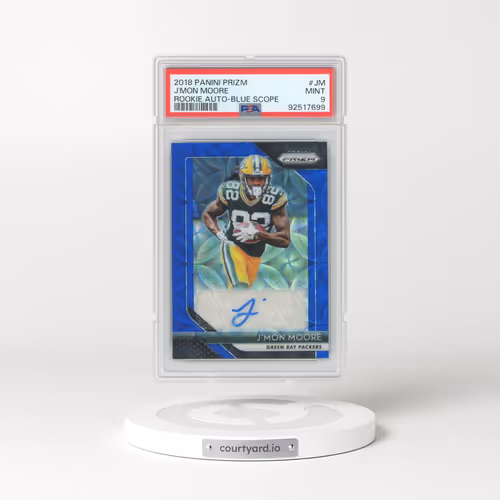 2018 Panini Prizm Rookie Autographs #JM J'Mon Moore - Blue Scope (PSA 9 MINT)