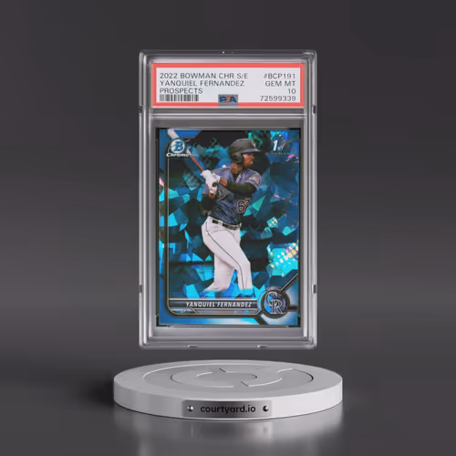 2022 Bowman Chrome Sapphire Edition Prospects #BCP191 Yanquiel Fernandez (PSA 10 GEM MINT)