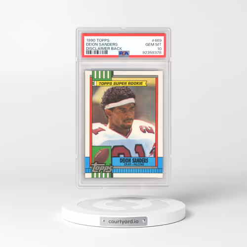 1990 Topps #469 Deion Sanders - Disclaimer Back (PSA 10 GEM MINT)