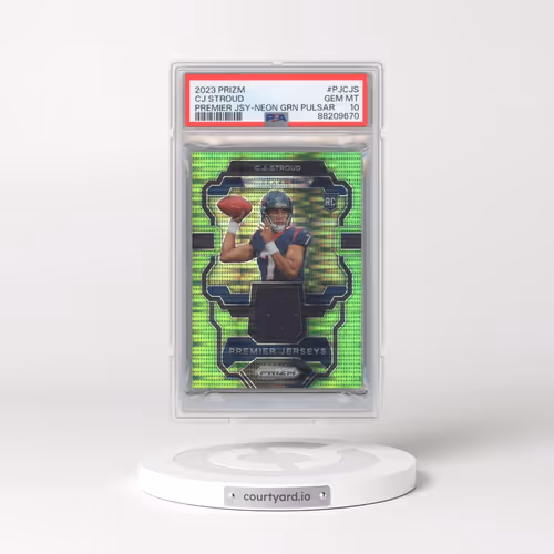 2023 Panini Prizm Premier Jerseys #PJCJS CJ Stroud - Neon Green Pulsar (PSA 10 GEM MINT)