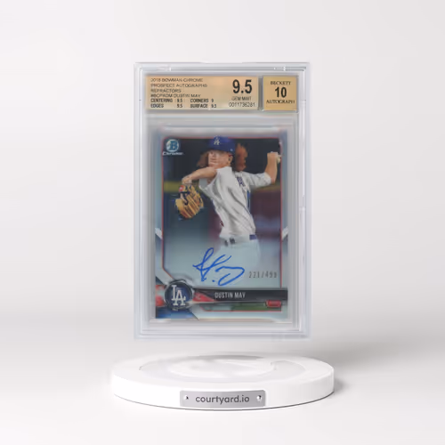 2018 Bowman Chrome Prospect Autographs Refractors #BCPADM Dustin May (BGS 9.5 GEM MINT)