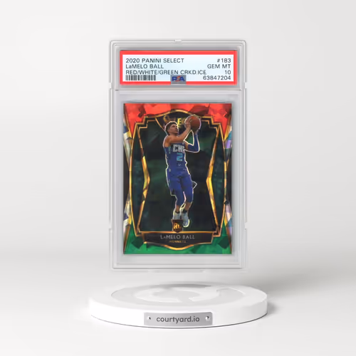2020 Panini Select #183 LaMelo Ball - Red/White/Green Cracked Ice (PSA 10 GEM MINT)