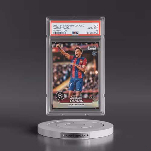 2023-24 Topps Stadium Club Chrome UEFA Club Competitions #27 Lamine Yamal - Refractor (PSA 10 GEM MI