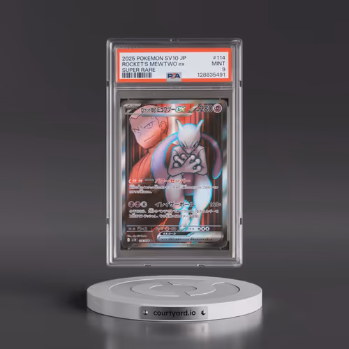 2025 Pokémon SV10-Glory of Team Rocket #114 Team Rocket's Mewtwo EX - Holo Super Rare (PSA 9 MINT)