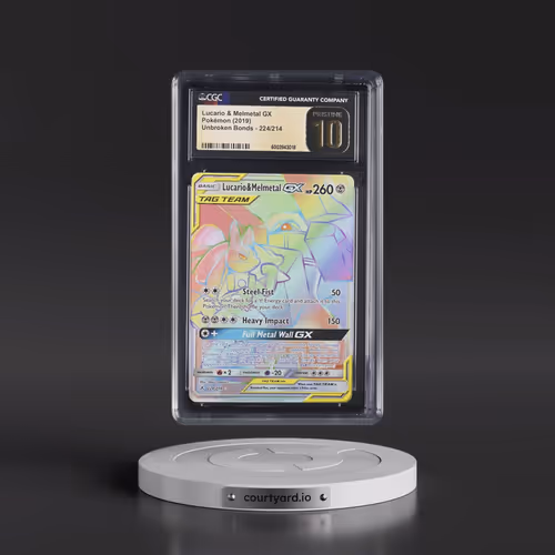 2019 Unbroken Bonds #224/214 Lucario & Melmetal GX - Rainbow Holo (CGC 10 PRISTINE)