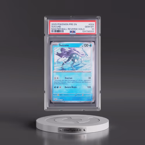 2025 Pokémon Pre EN-Prismatic Evolutions #024 Suicune - Reverse Holo Master Ball (PSA 10 GEM MINT)