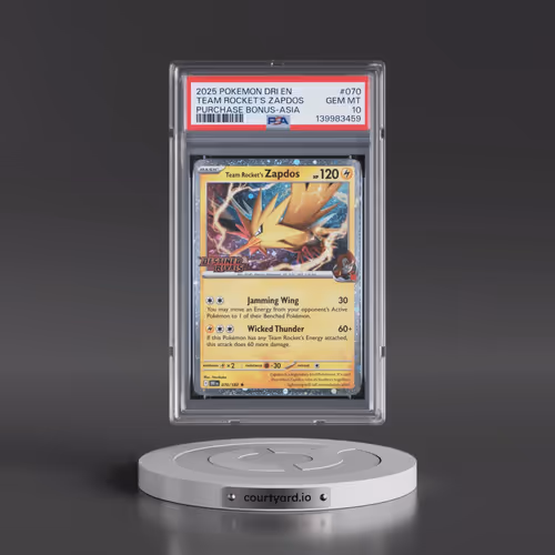 2025 Pokémon Dri EN-Destined Rivals #070 Team Rocket's Zapdos - Purchase Bonus-Asia (PSA 10 GEM MINT
