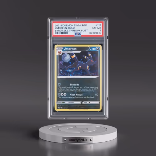 2021 Pokémon Swsh Black Star Promo #129 Umbreon - Holo Evolving Skies Three Pack Blisters (PSA 8 NM-