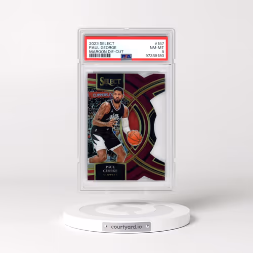 2023 Panini Select #187 Paul George - Die-Cut Maroon Prizm (PSA 8 NM-MT)