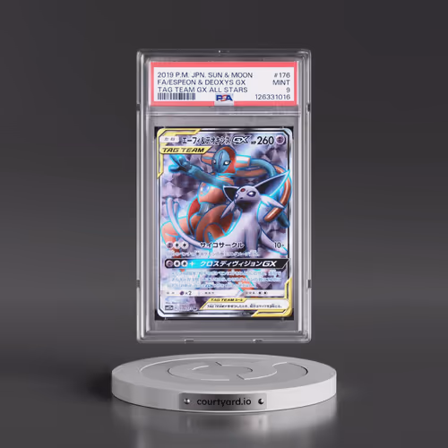 2019 Pokémon Sun & Moon Tag Team GX All Stars #176 Espeon & Deoxys GX - Holo Full Art (PSA 9 MINT)