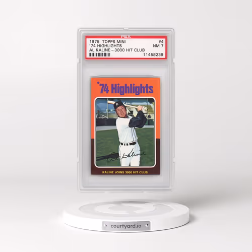 1975 Topps Mini #4 '74 Highlights - Al Kaline (PSA 7 NM)