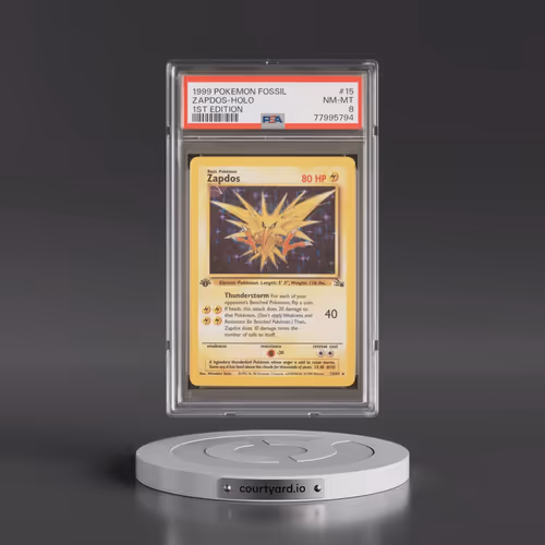 1999 Pokémon Fossil #15 Zapdos - 1st Edition Holo (PSA 8 NM-MT)