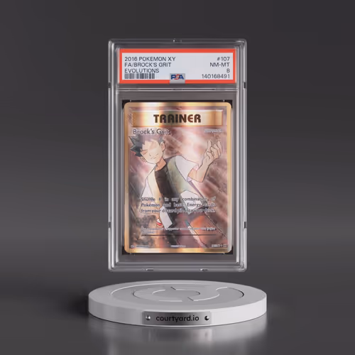 2016 Pokémon XY Evolutions #107 Brock's Grit - Full Art (PSA 8 NM-MT)