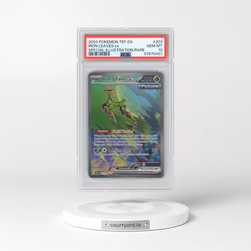 2024 Pokémon Tef EN-Temporal Forces #203 Iron Leaves EX - Holo Special Illustration Rare (PSA 10 GEM MINT)