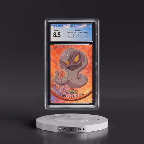 1999 Series 1 (Oval Nintendo Seal) #24 Arbok - Fourth Print (Black Logo) Rainbow Foil (Starbursts) (