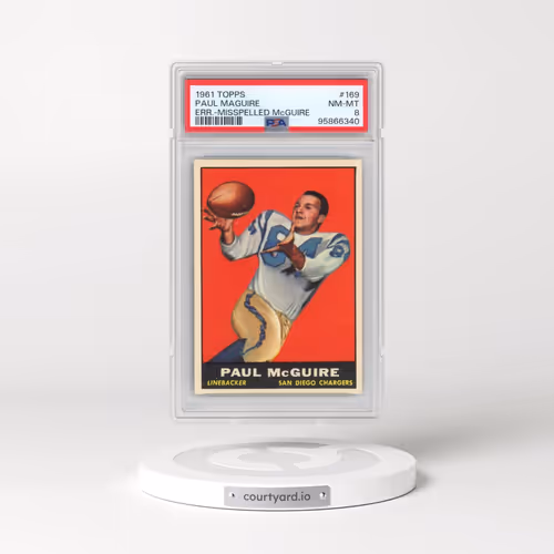 1961 Topps #169 Paul Maguire - Error-Name Misspelled McGuire (PSA 8 NM-MT)