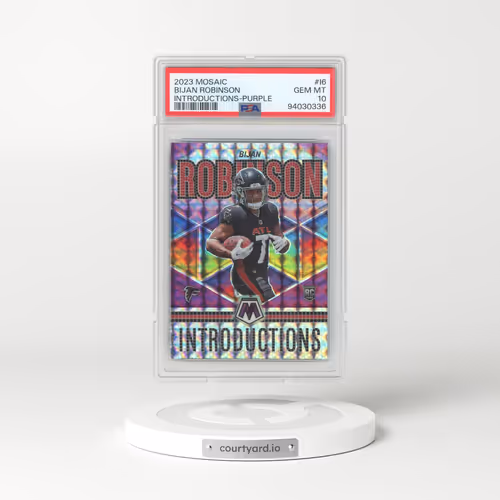 2023 Panini Mosaic Introductions #I6 Bijan Robinson - Purple (PSA 10 GEM MINT)