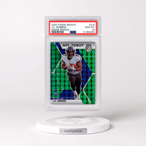 2020 Panini Mosaic #275 J.K. Dobbins - Green Mosaic (PSA 10 GEM MINT)