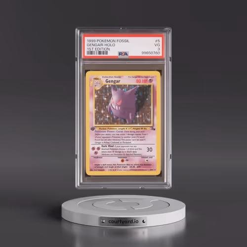 1999 Pokémon Fossil #5 Gengar - 1st Edition Holo (PSA 3 VG)