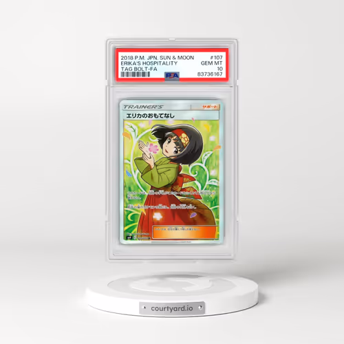 2018 Pokémon Sun & Moon Tag Bolt #107 Erika's Hospitality - Full Art (PSA 10 GEM MINT)