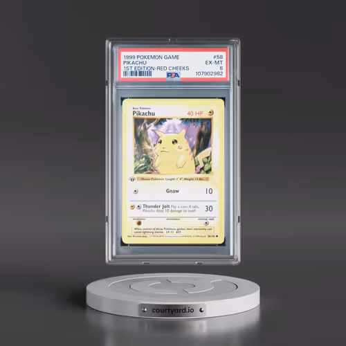 1999 Pokémon Game #58 Pikachu - 1st Edition Red Cheeks (PSA 6 EX-MT)