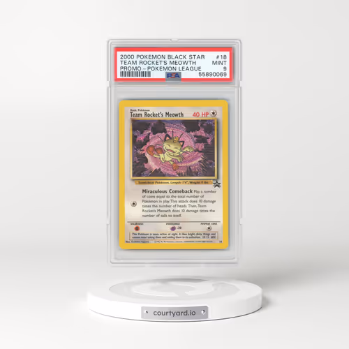 1999 Black Star Promos #18 Team Rocket's Meowth - Pokémon League (PSA 9 MINT)
