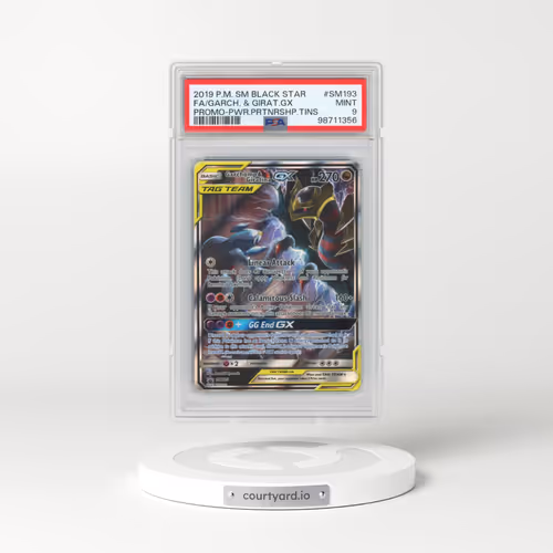 2019 Pokémon SM Black Star Promo #SM193 Garchomp & Giratina GX - Holo Full Art Power Partnership Tins (PSA 9 MINT)