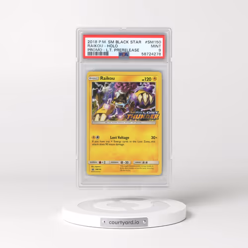 2018 Pokémon SM Black Star Promo #SM150 Raikou - Holo Lost Thunder Prerelease (PSA 9 MINT)