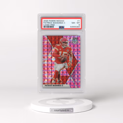 2020 Panini Mosaic #1 Patrick Mahomes II - Camo Pink (PSA 8 NM-MT)