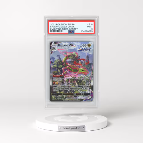 2021 Pokémon Sword & Shield Evolving Skies #218 Rayquaza Vmax - Full Art Secret (PSA 9 MINT)