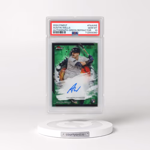 2024 Topps Finest Finest Autographs #FAAWE Austin Wells - Green Refractor (PSA 10 GEM MINT)