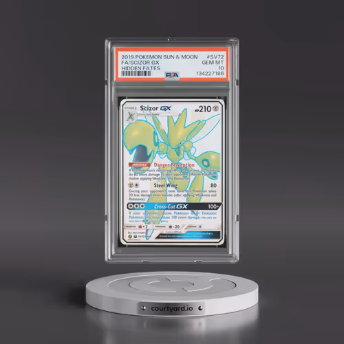 2019 Pokémon Sun & Moon Hidden Fates #SV72 Scizor GX - Holo Full Art (PSA 10 GEM MINT)