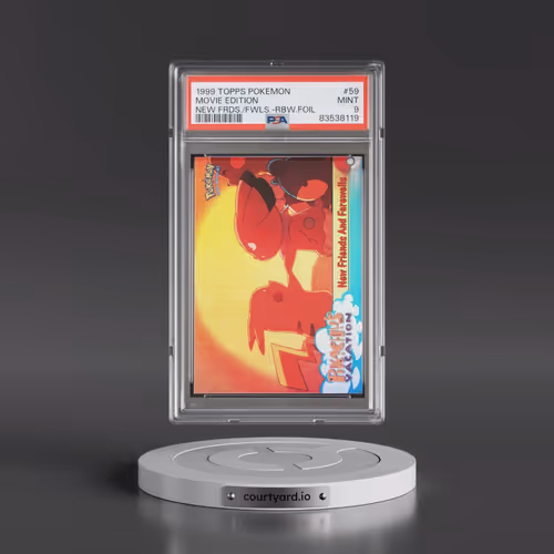 1999 Topps Pokémon the Movie Edt #59 Movie Edition - New Friends and Farewells-Rainbow Foil (PSA 9 M