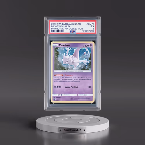 2017 Pokémon SM Black Star Promo #SM77 Mewtwo - Holo Shining Legends Pin Collection (PSA 5 EX)