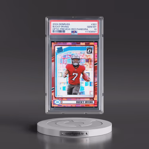 2024 Panini Donruss #301 Bucky Irving - Optic Preview-Red Pandora (PSA 10 GEM MINT)