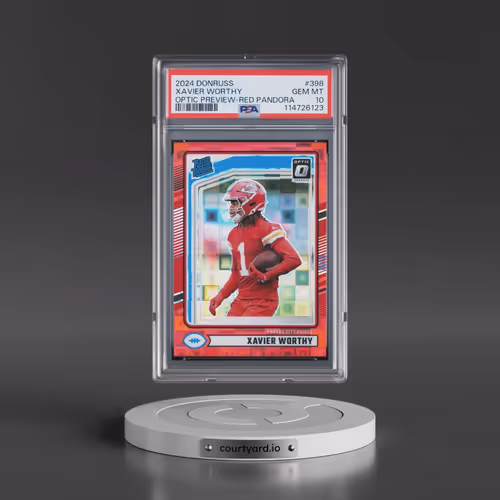 2024 Panini Donruss #398 Xavier Worthy - Optic Preview-Red Pandora (PSA 10 GEM MINT)