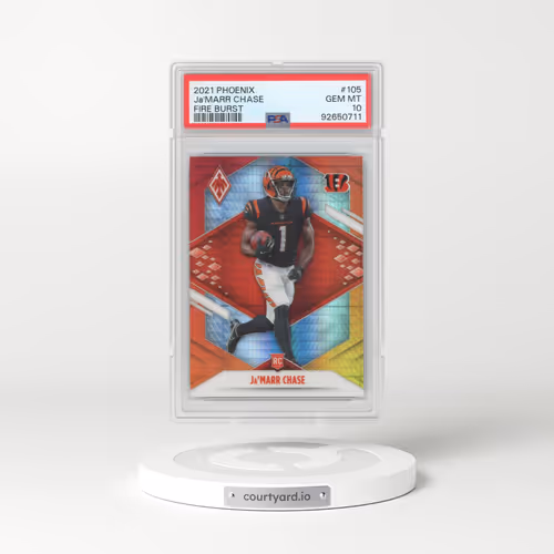 2021 Panini Phoenix #105 JA'Marr Chase - Fire Burst (PSA 10 GEM MINT)