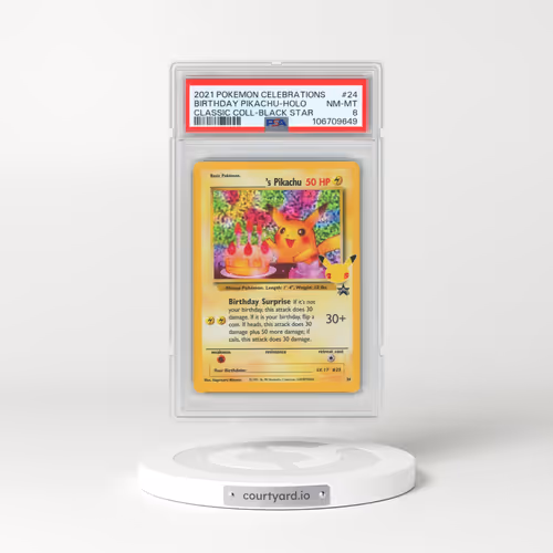 2021 Pokémon Celebrations Classic Collection #24 Birthday Pikachu - Holo (PSA 8 NM-MT)