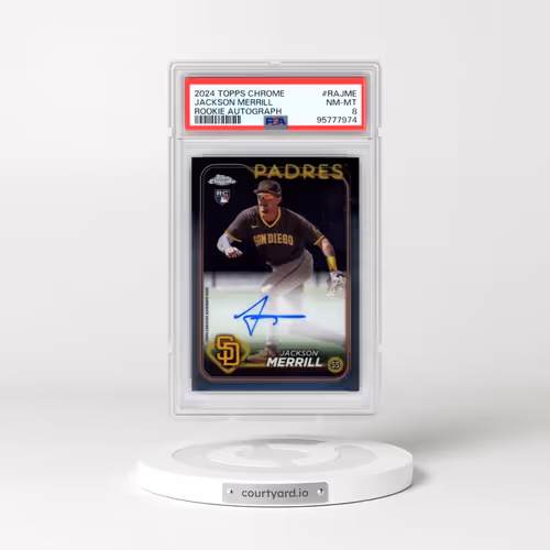 2024 Topps Chrome Rookie Autographs #RAJME Jackson Merrill (PSA 8 NM-MT)