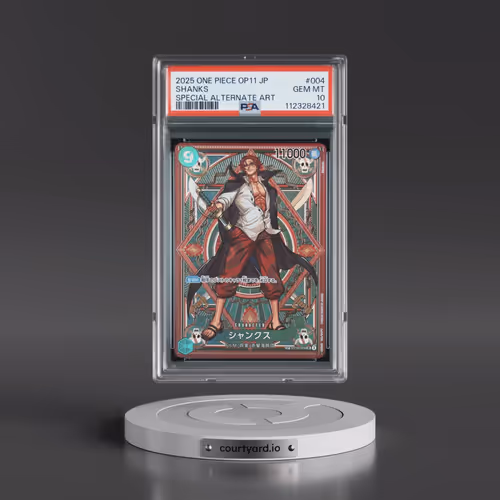 2025 One Piece Japanese OP11-A Fist of Divine Speed #004 Shanks - Special Alternate Art (PSA 10 GEM
