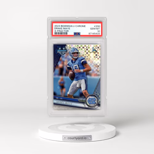 2023 Bowman University Chrome #200 Drake Maye - X-Fractor (PSA 10 GEM MINT)