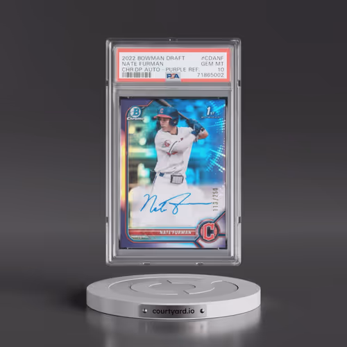 2022 Bowman Draft Chrome Draft Pick Autographs #CDANF Nate Furman - Purple Refractor (PSA 10 GEM MIN