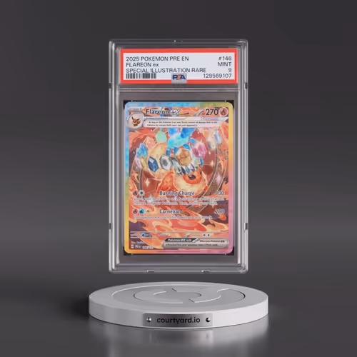 2025 Pokémon Pre EN-Prismatic Evolutions #146 Flareon EX - Holo Special Illustration Rare (PSA 9 MIN