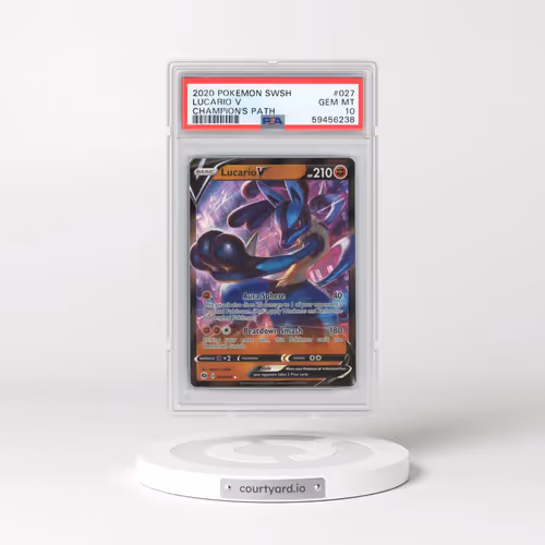 2020 Pokémon Sword & Shield Champion's Path #027 Lucario V - Holo (PSA 10 GEM MINT)