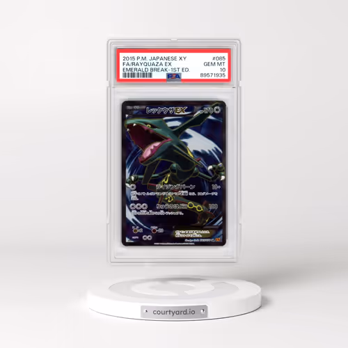2015 Pokémon XY Emerald Break #085 Rayquaza EX - 1st Edition Holo Full Art (PSA 10 GEM MINT)