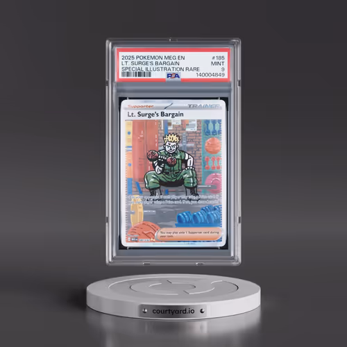 2025 Pokémon Meg EN-Mega Evolution #185 LT. Surge's Bargain - Special Illustration Rare (PSA 9 MINT)